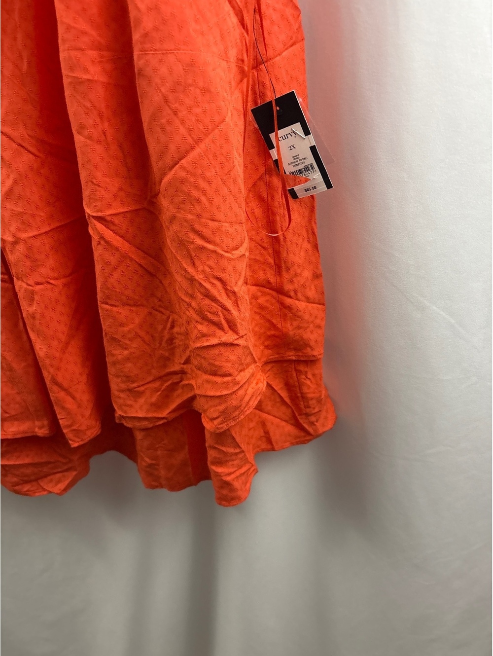 Crown & Ivy Curvy 2X Orange Sleeveless Blouse with Embroidered Neckline Floral - Picture 4 of 6